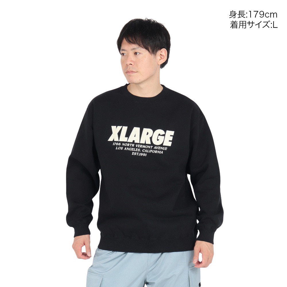 エクストララージ（XLARGE）（メンズ）CHENILLE ロゴ クルーネック スウェットシャツ 101243012016-BLACK