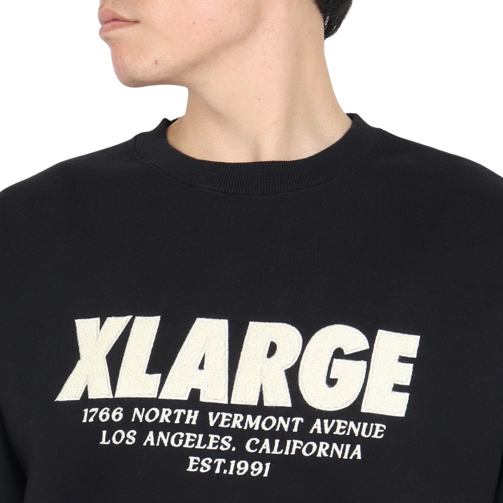 エクストララージ（XLARGE）（メンズ）CHENILLE ロゴ クルーネック スウェットシャツ 101243012016-BLACK