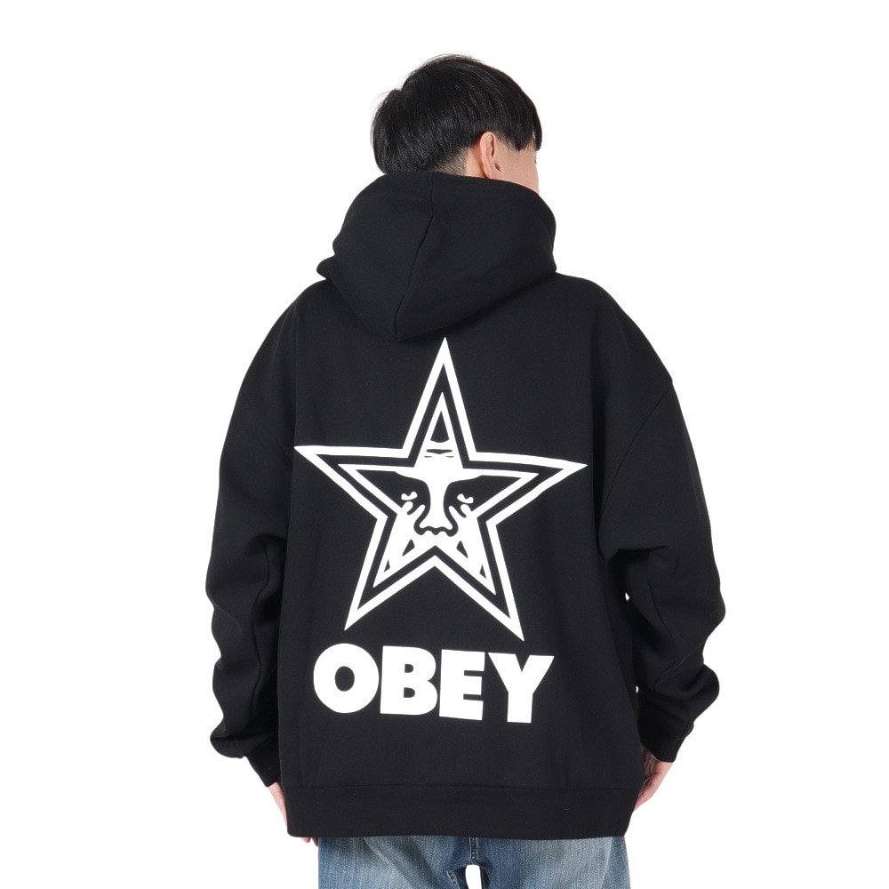 オベイ（OBEY）（メンズ）BOLD STAR EXTRA HEAVY フーディ 112470224BLK