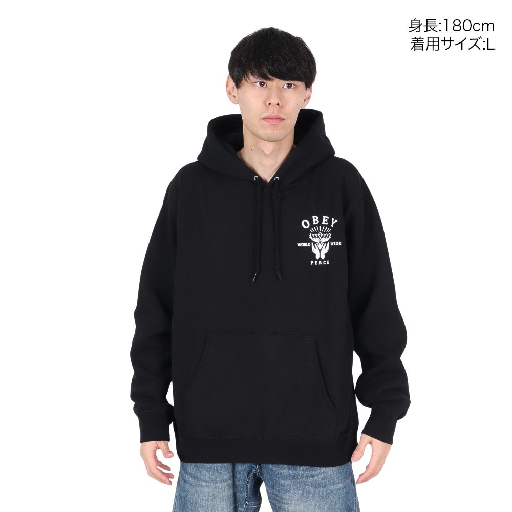 オベイ（OBEY）（メンズ）LOTUS WITH HANDS フード スウェット 112843974BLK