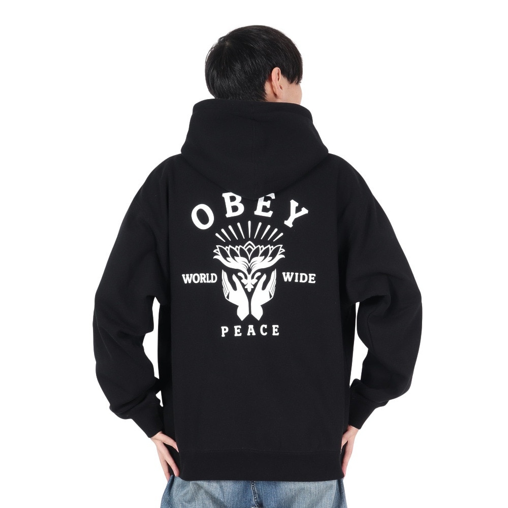 オベイ（OBEY）（メンズ）LOTUS WITH HANDS フード スウェット 112843974BLK