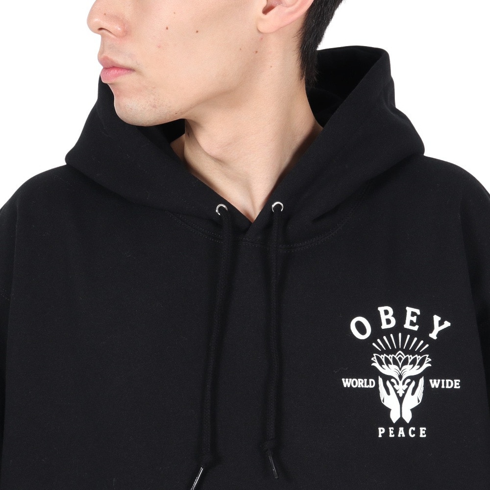 オベイ（OBEY）（メンズ）LOTUS WITH HANDS フード スウェット 112843974BLK