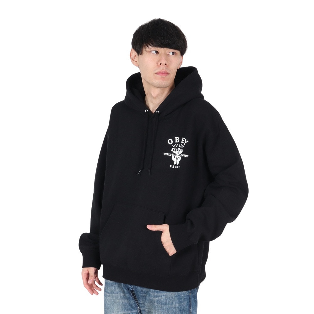 オベイ（OBEY）（メンズ）LOTUS WITH HANDS フード スウェット 112843974BLK