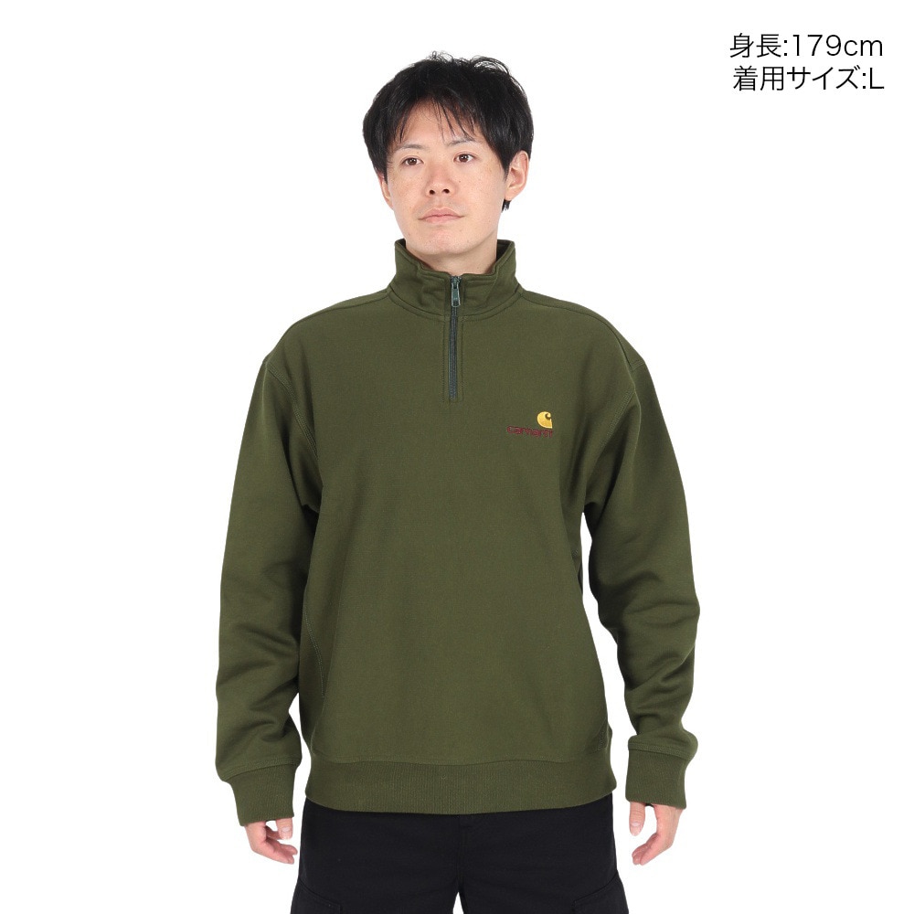 カーハート（CARHARTT）（メンズ）ハーフジップ アメリカン スクリプト スウェットシャツ I0270142BRXX24FW