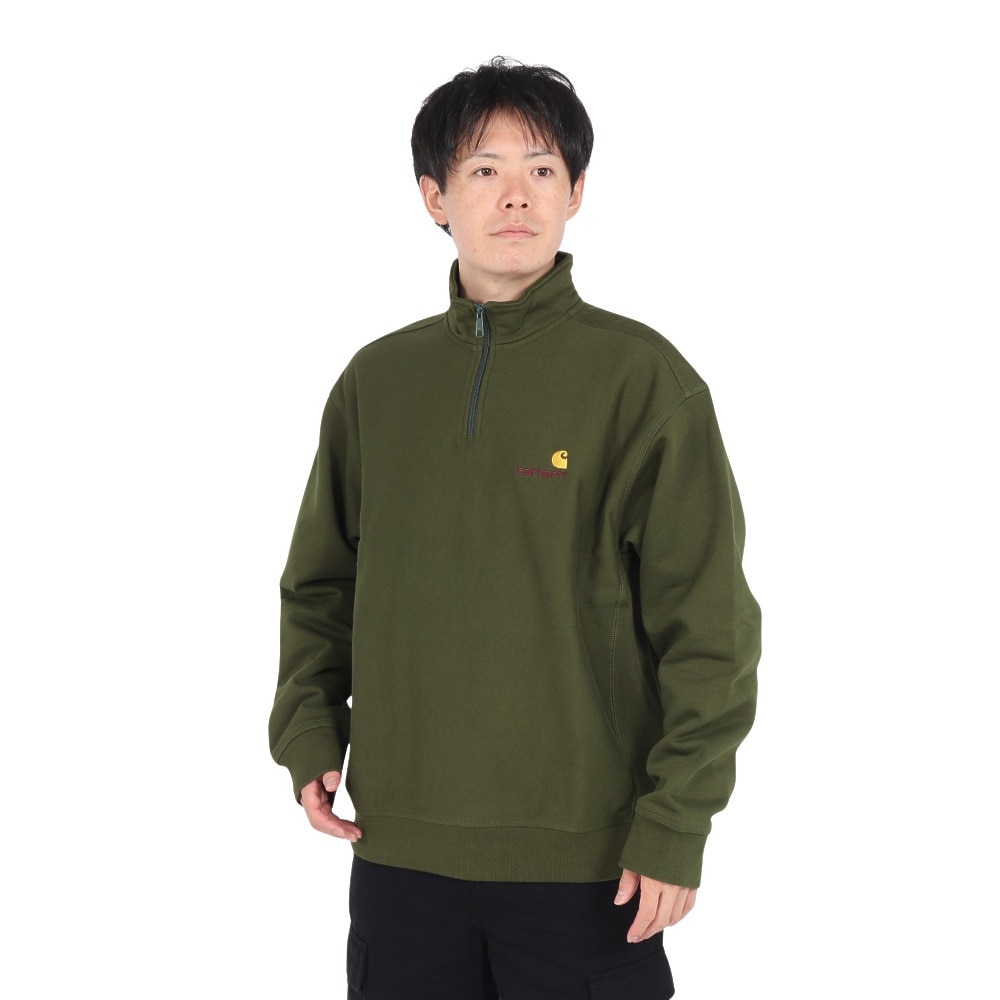 カーハート（CARHARTT）（メンズ）ハーフジップ アメリカン スクリプト スウェットシャツ I0270142BRXX24FW