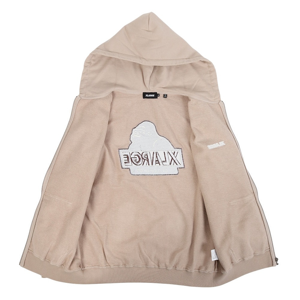 エクストララージ（XLARGE）（メンズ）SLANTED OG ジップ フーデッド スウェットシャツ 101253012004-BEIGE
