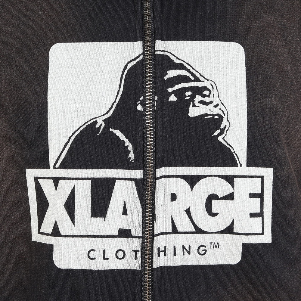 エクストララージ（XLARGE）（メンズ）DISCHARGE PRINTED OG ジップ フーデッド スウェットシャツ 101253012005-BLACK