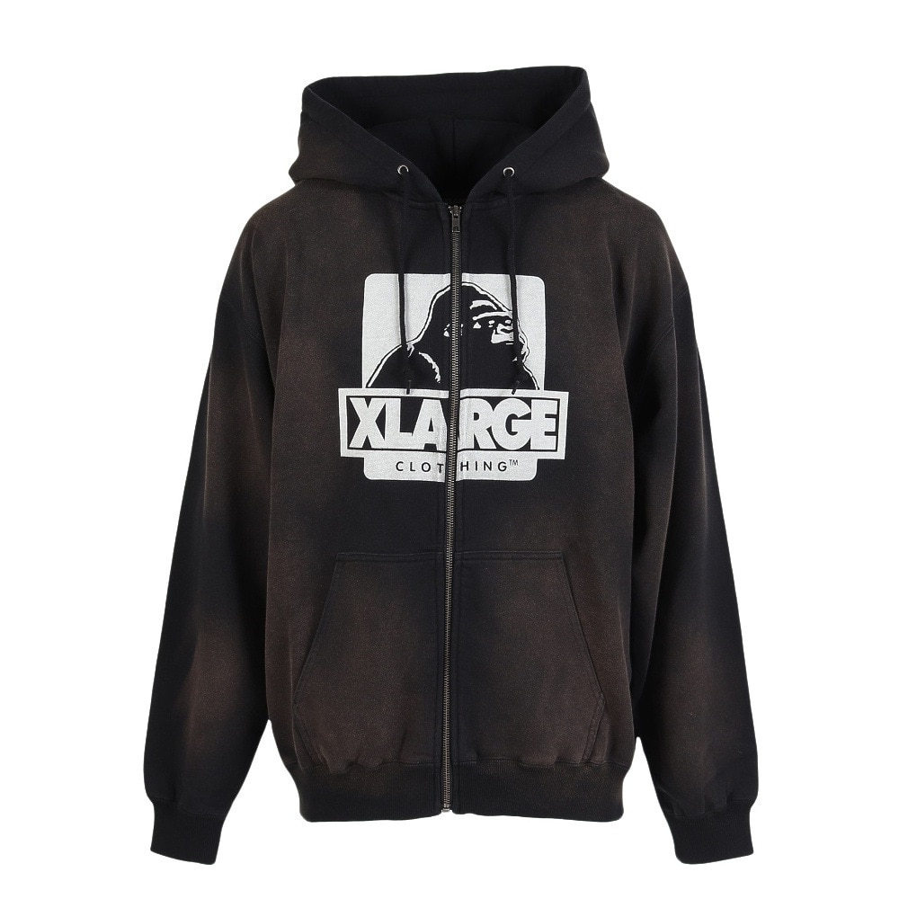エクストララージ（XLARGE）（メンズ）DISCHARGE PRINTED OG ジップ フーデッド スウェットシャツ 101253012005-BLACK