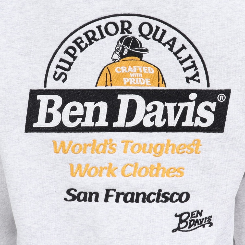 ベンデイビス(BEN DAVIS)刺繍プルパーカー 25780067-ASH(Men’s) ベンデイビス（BEN DAVIS）（メンズ）刺繍プルパーカー 25780067-ASH