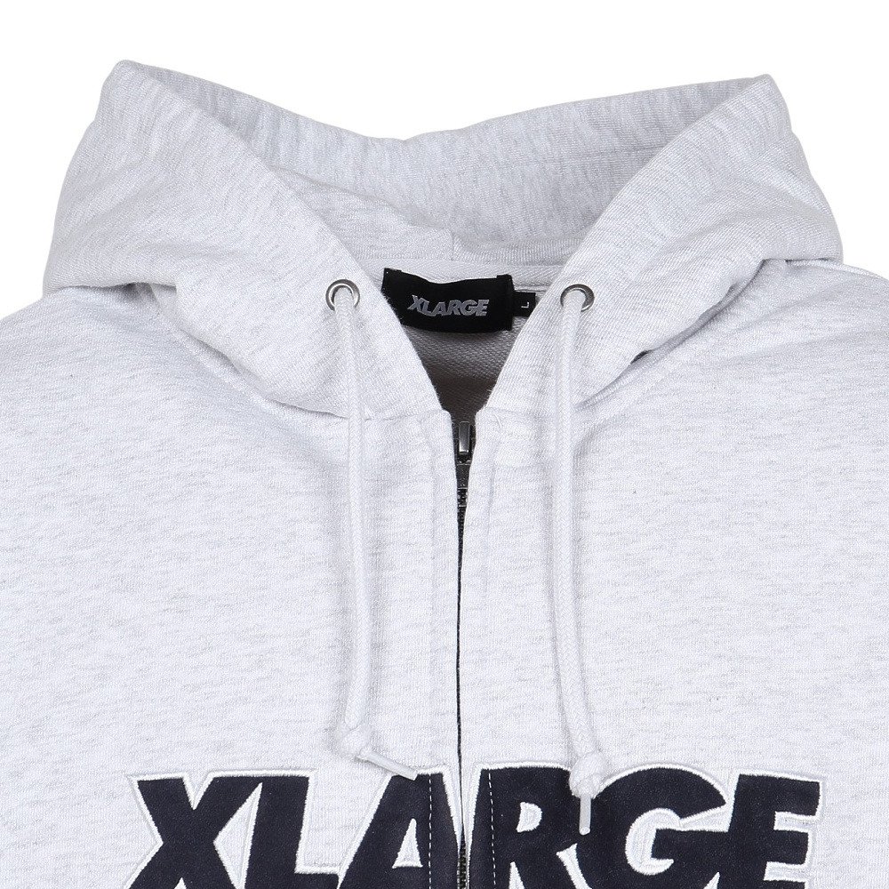 X-LARGE STANDARD LOGO HOODIE L ASH メンズ エクストララージ（XLARGE）（メンズ）スタンダード ロゴ ジップ