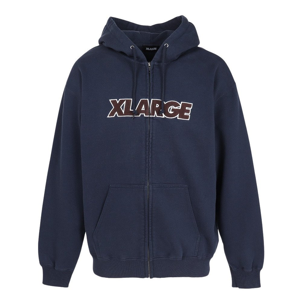 XLARGE ネイビー フード付きパーカー XLARGE（エクストラ ラージ） パーカー SLANTED OG ZIP HOODED