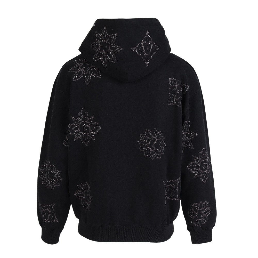 XLARGE 黒色 フラワー刺繍 パーカー エクストララージ（XLARGE）（メンズ）ALLOVER EMBROIDERY ジップ
