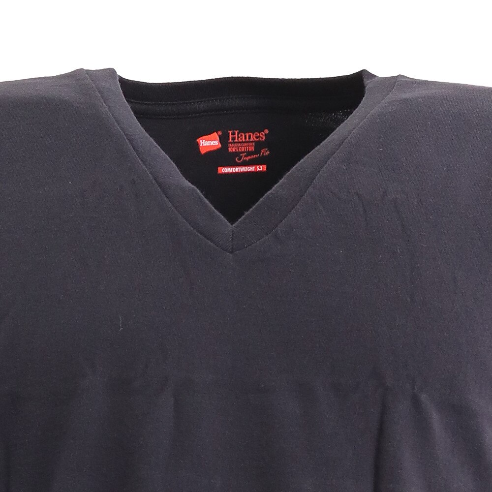 ヘインズ（Hanes）（メンズ）Tシャツ メンズ ジャパンフィット 2枚組 Vネック 白 黒 無地T 定番 H5325 998 半袖 オンライン価格