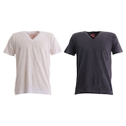 Hanes(メンズ)Tシャツ メンズ ジャパンフィット 2枚組 Vネック 白 黒 無地T 定番 H5325 998 半袖 オンライン価格