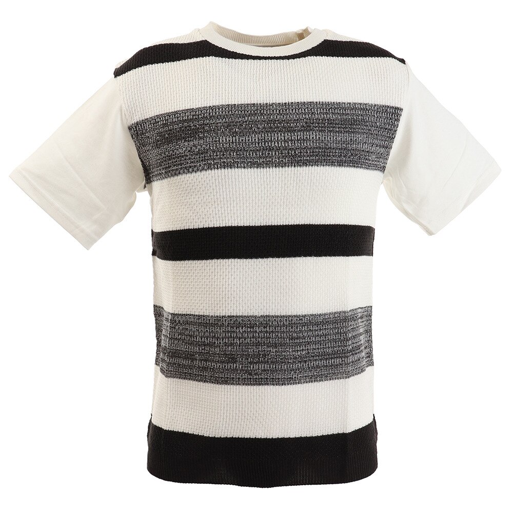  ニット切替Tシャツ 28342BLK