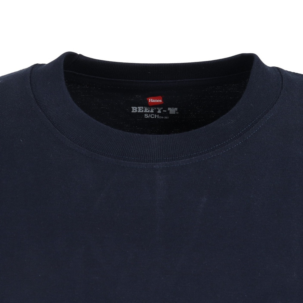 ヘインズ（Hanes）（メンズ）Tシャツ メンズ 長袖 ロンT ビーフィー BEEFY クルーネック ネイビー 紺 無地T 定番 長持ち H5186 370 
