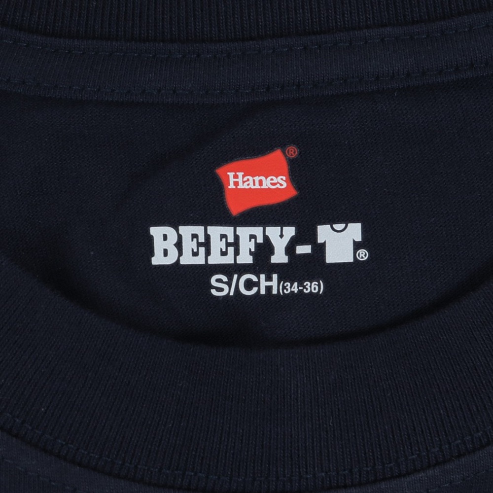 ヘインズ（Hanes）（メンズ）Tシャツ メンズ 長袖 ロンT ビーフィー BEEFY クルーネック ネイビー 紺 無地T 定番 長持ち H5186 370 