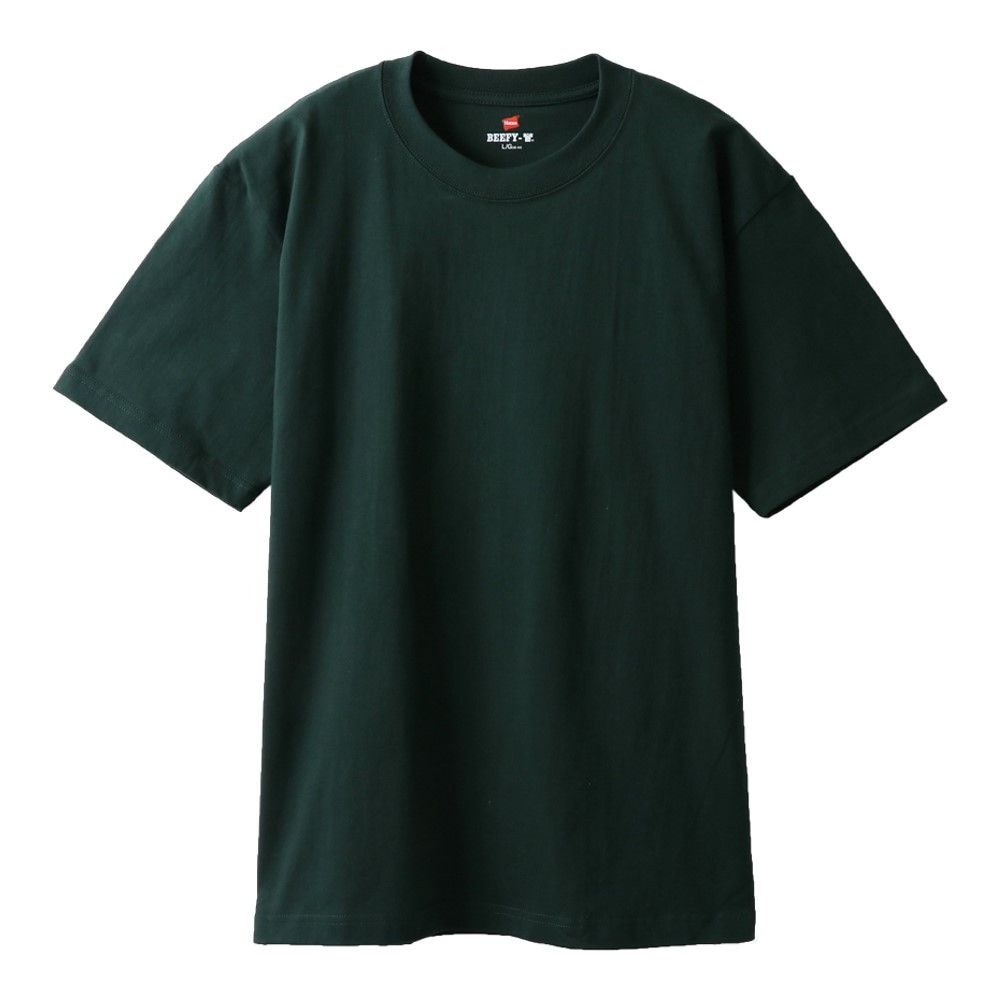 ヘインズ（Hanes）（メンズ）Tシャツ メンズ ビーフィー BEEFY 半袖 クルーネック ダークグリーン 無地T 定番 長持ち H5180 570 
