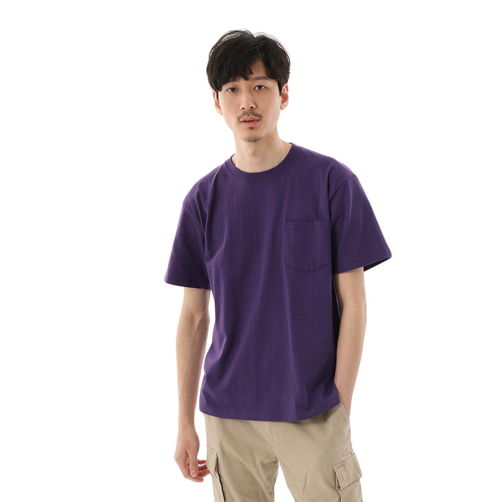 ヘインズ（Hanes）（メンズ）Tシャツ メンズ ビーフィー ポケット BEEFY 半袖 クルーネック パープル 紫 無地T 定番 長持ち H5190 270 オンライン価格