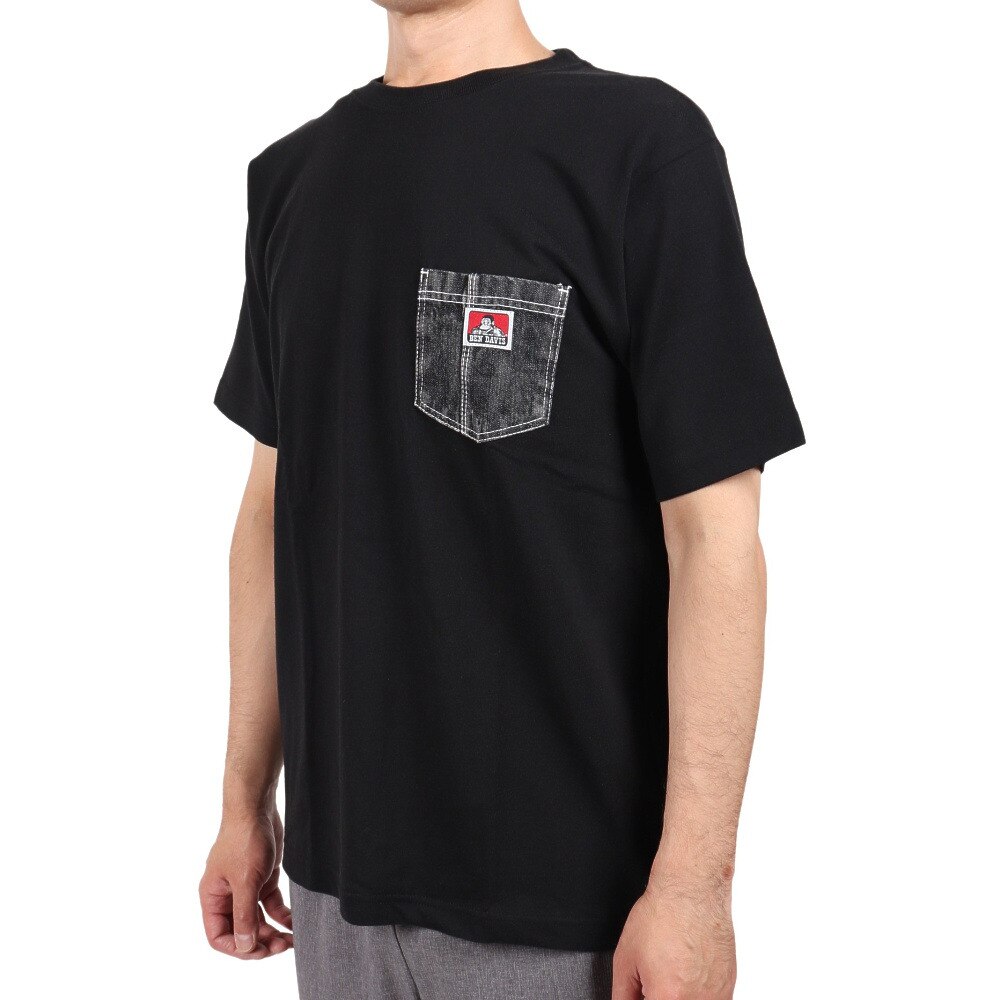  Tシャツ メンズ デニムポケット半袖 0580005-BLK