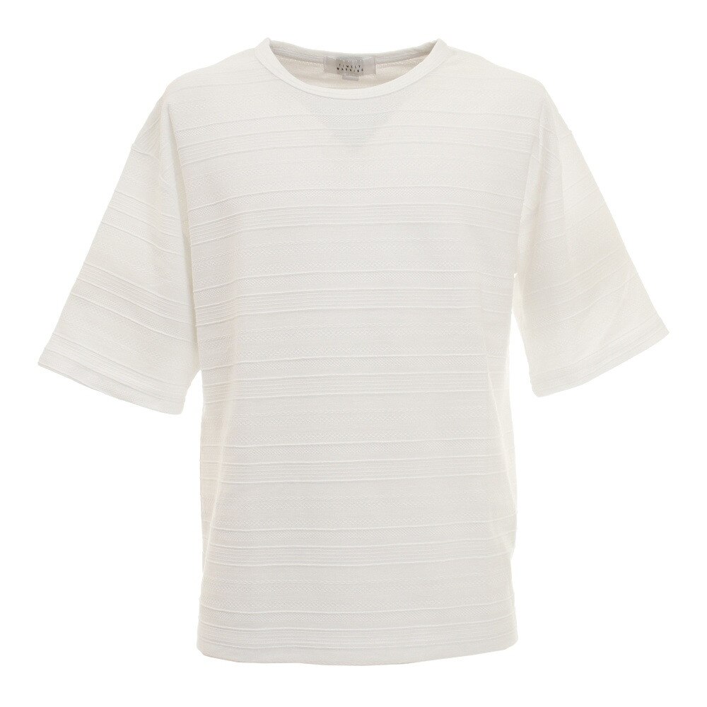  ジャガードボーダー半袖Tシャツ 0551009-OFF
