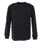 (メンズ)Tシャツ メンズ 長袖 ロンT ビーフィーポケット ロングスリーブ 黒 無地T 定番 長持ち H5196 090 オンライン価格