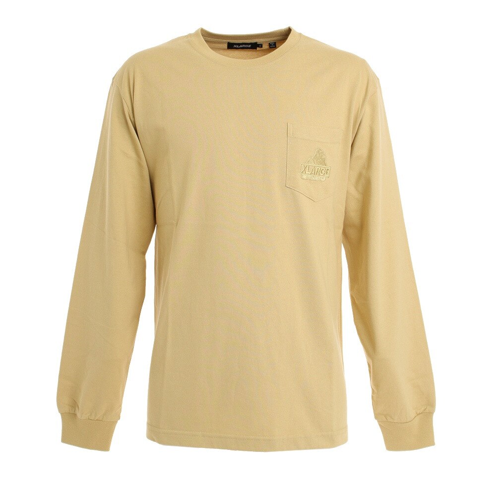  長袖ポケットTシャツ EMBROIDERY 101203011018 BEG
