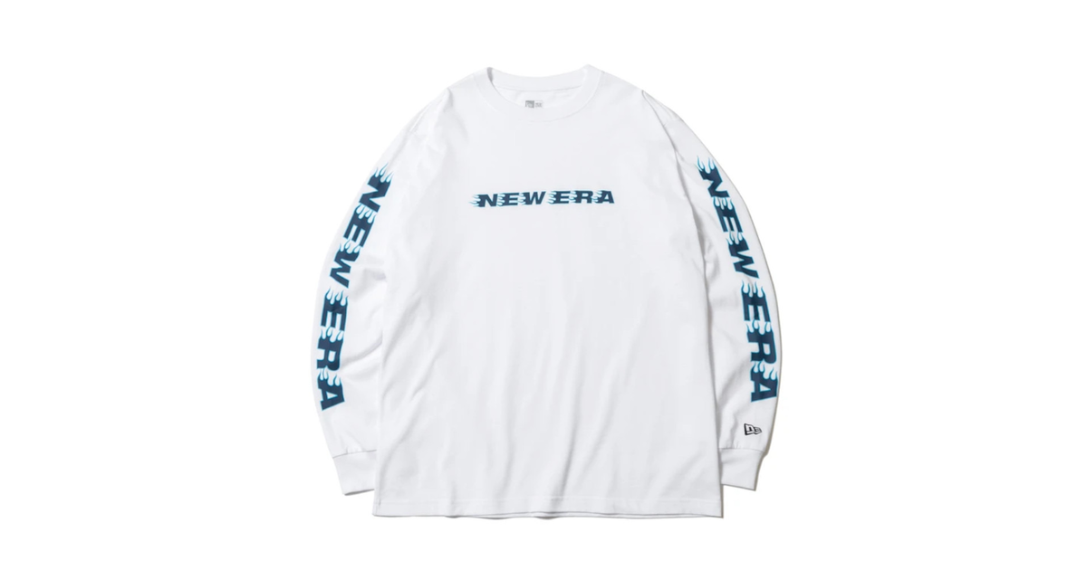 長袖 コットン Tシャツ ファイアーパターン ホワイト レギュラーフィット ニューエラ ヴィクトリアゴルフ 長袖 コットン Tシャツ ファイアーパターン ホワイト レギュラーフィット ニューエラ ヴィクトリアゴルフ