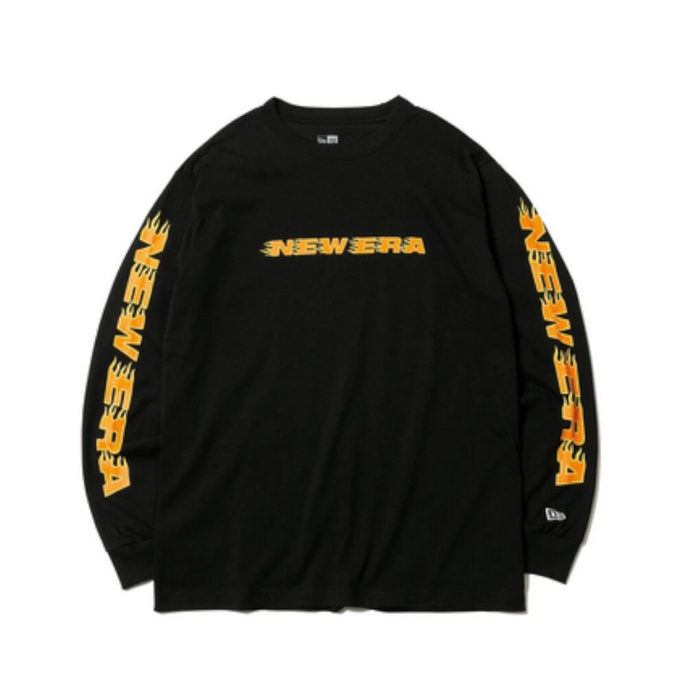  長袖 コットン Tシャツ ファイアーパターン ホワイト レギュラーフィット 12674290