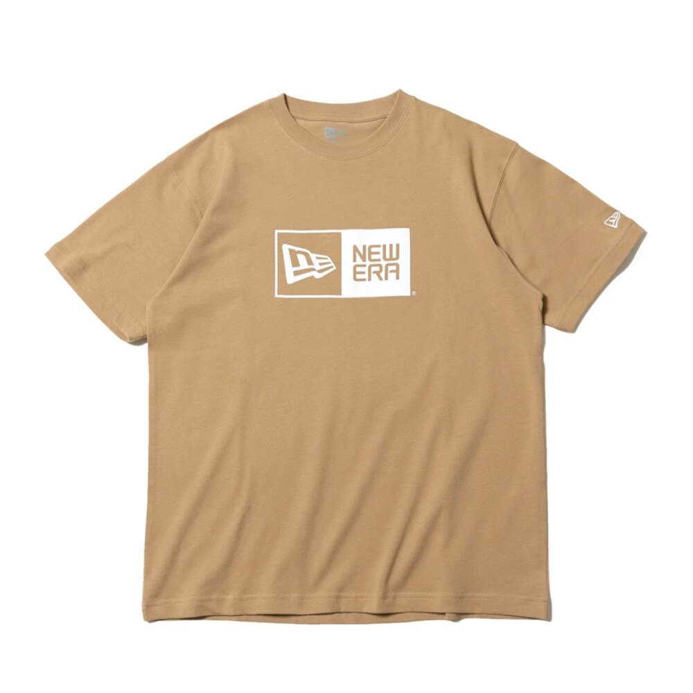  半袖 コットン Tシャツ ボックスロゴ ベージュ×ホワイト レギュラーフィット 12712274