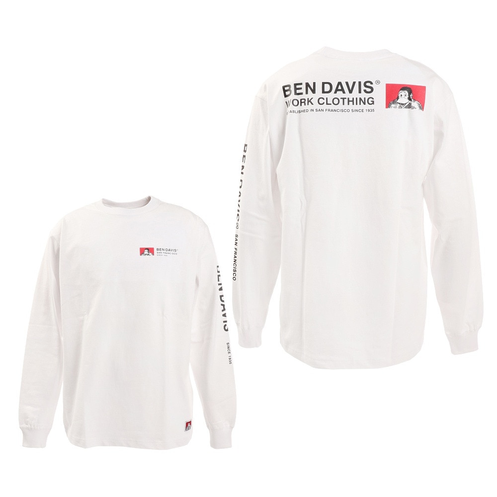  ラベル長袖Tシャツ 1380037-WHT