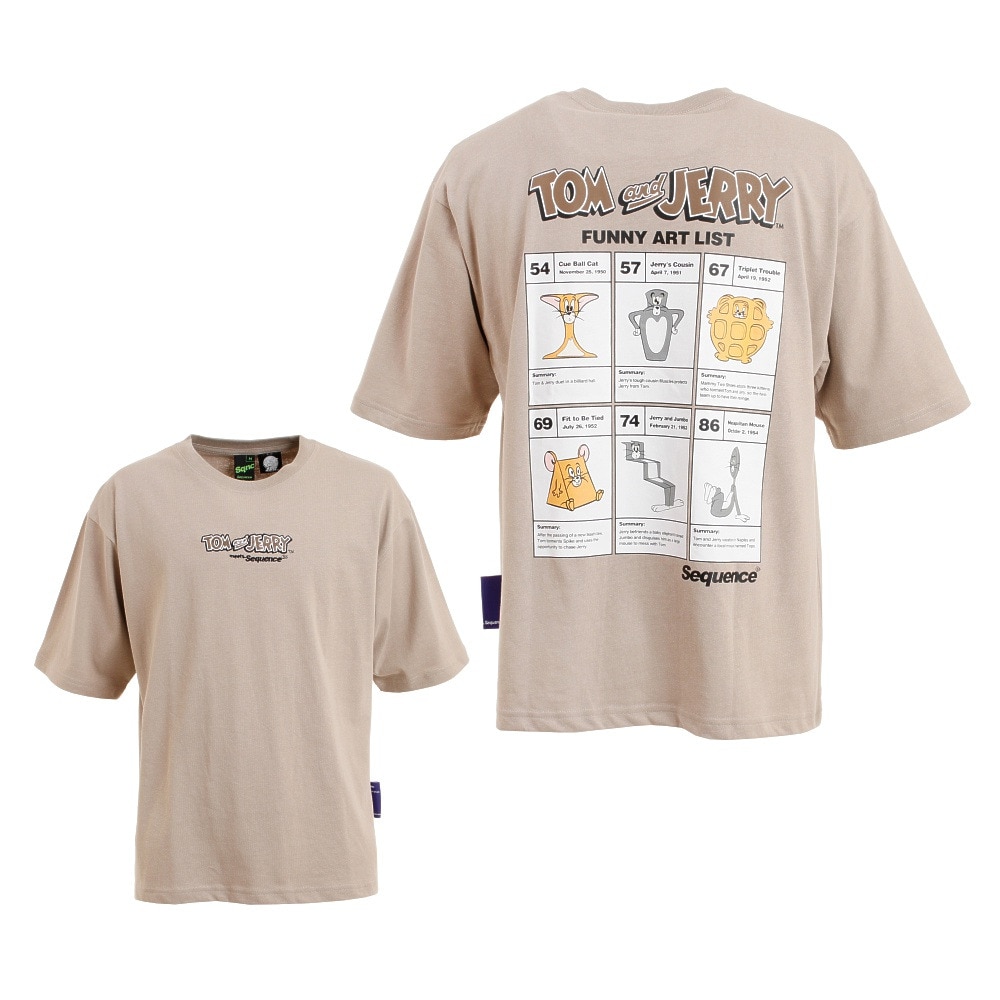  トムとジェリー FUNNY SHORT 半袖Tシャツ 1570903-BEG