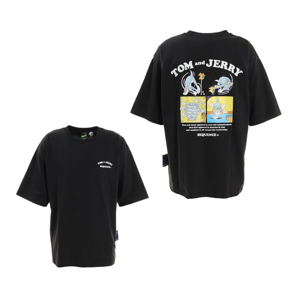  トムとジェリー コミックプリント半袖Tシャツ 1570906-BLK