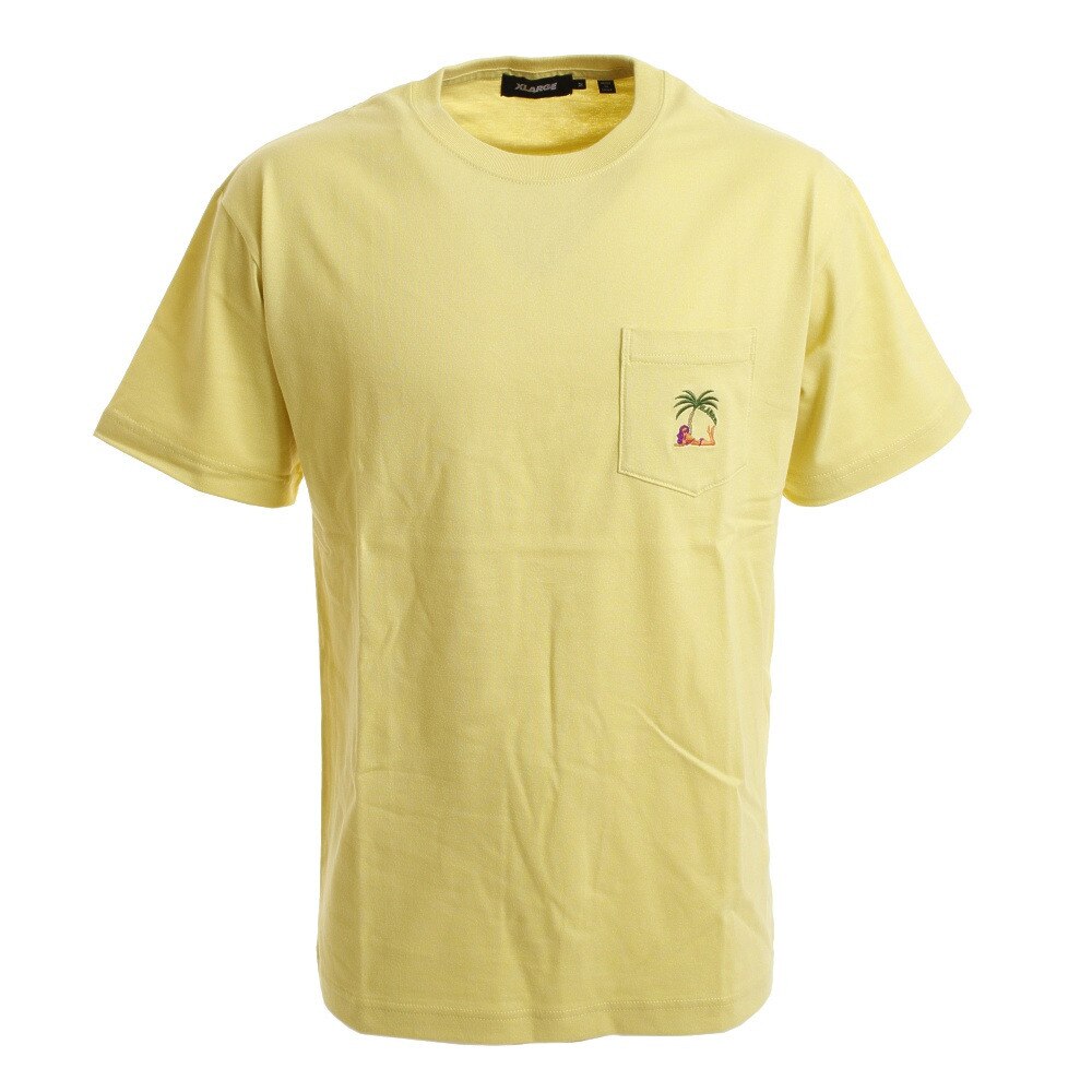  ポケット付き 半袖Tシャツ PALM TREE 101212011023-YELLOW