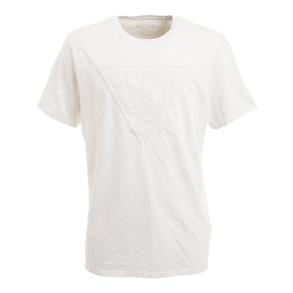ゲス(GUESS)(メンズ)エンボス三角ロゴ 半袖Tシャツ M0BI1JR9YK0G011 スポーツ用品はスーパースポーツゼビオ GUESS golf ゲス ゴルフ 半袖シャツ Mサイズ メンズ