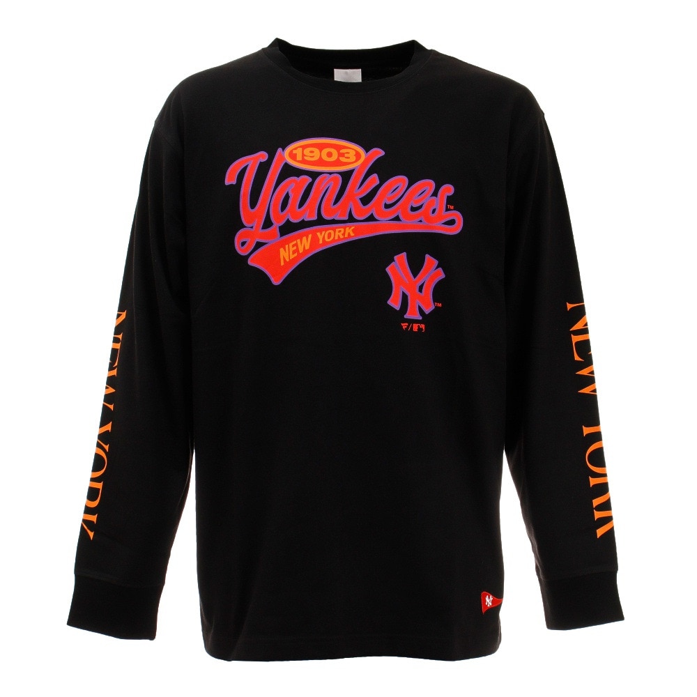 ＭＪ・ＭＬＢ（メンズ）ヤンキース ロゴ長袖Tシャツ Lサイズ MM03-NY-1F03-BK-LG