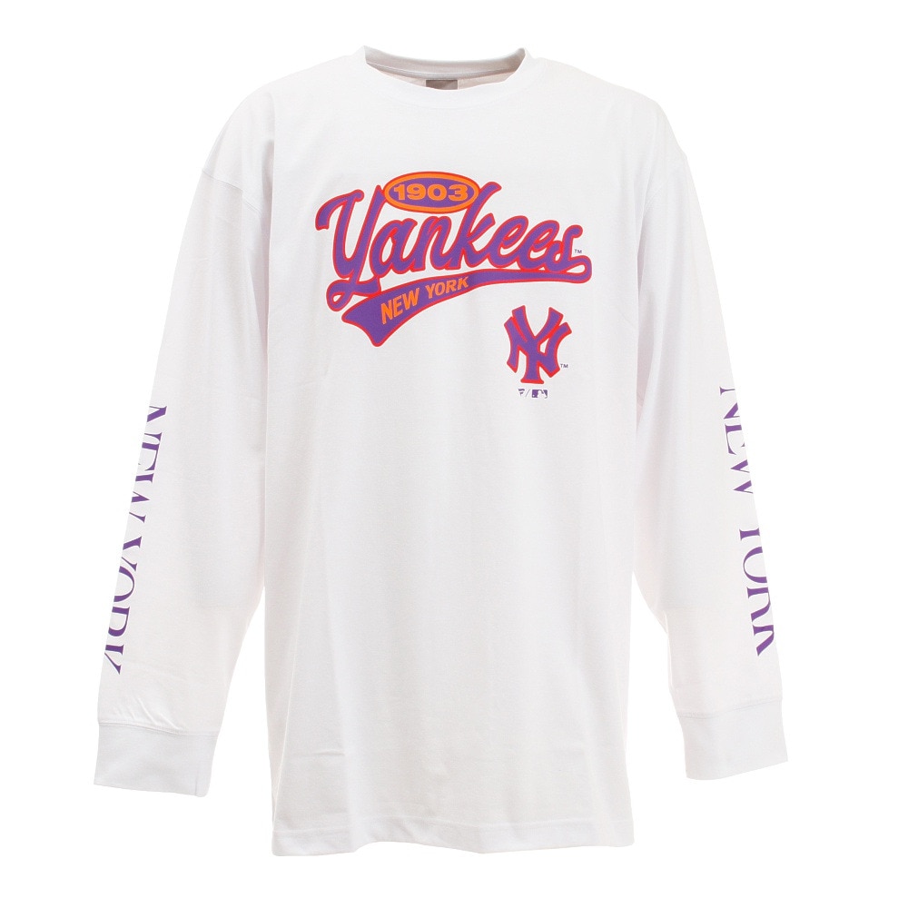 ＭＪ・ＭＬＢ（メンズ）ヤンキース ロゴ長袖Tシャツ 3Lサイズ MM03-NY-1F03-WH-2XL