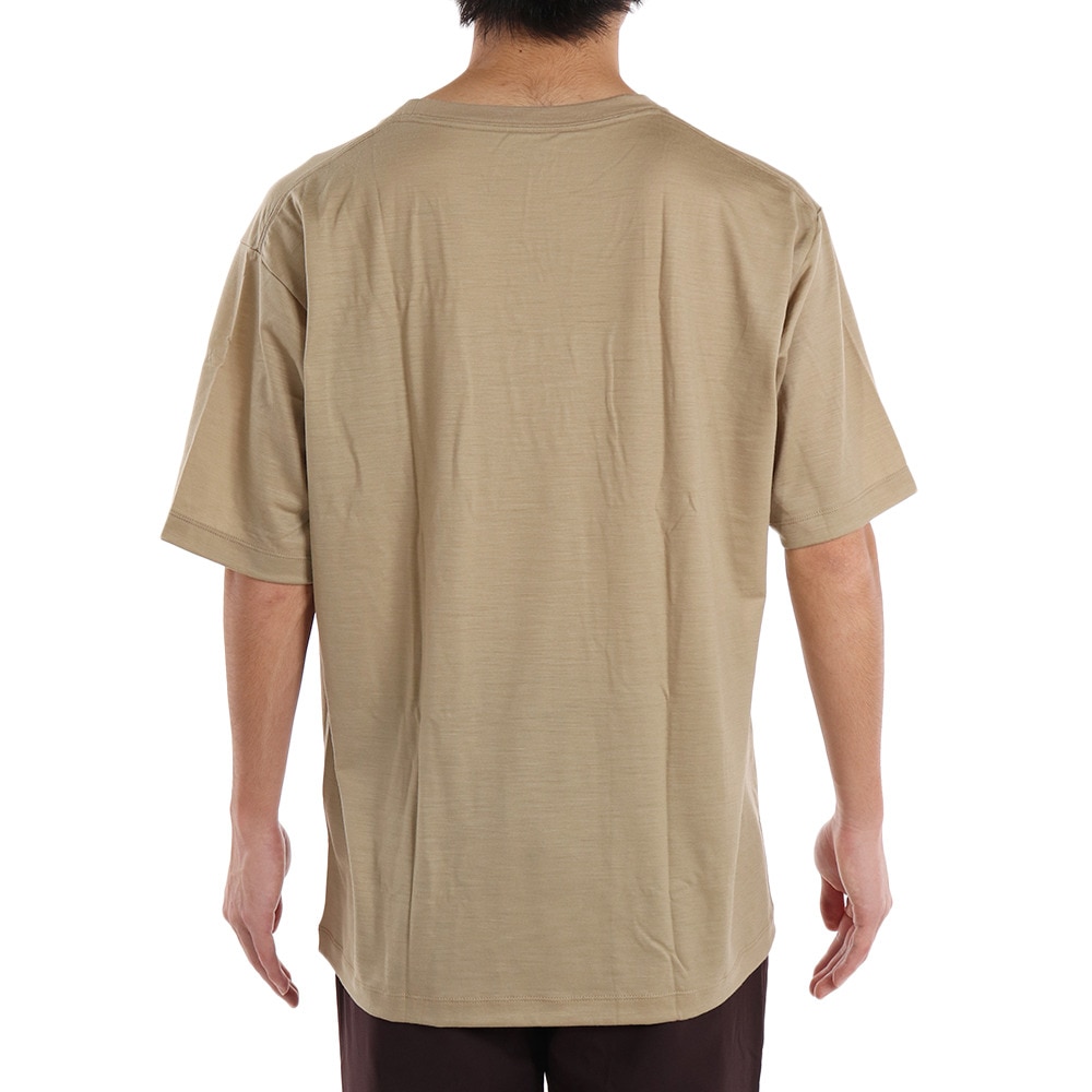 エルケクス（ELKEX）（メンズ）メリノウール クルーネック 半袖Tシャツ EKM1FA3119 BEG ベージュ UVカット 柔らか 上質 静電気防止 