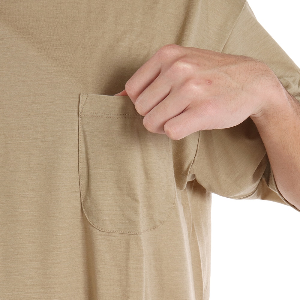 エルケクス（ELKEX）（メンズ）メリノウール クルーネック 半袖Tシャツ EKM1FA3119 BEG ベージュ UVカット 柔らか 上質 静電気防止 