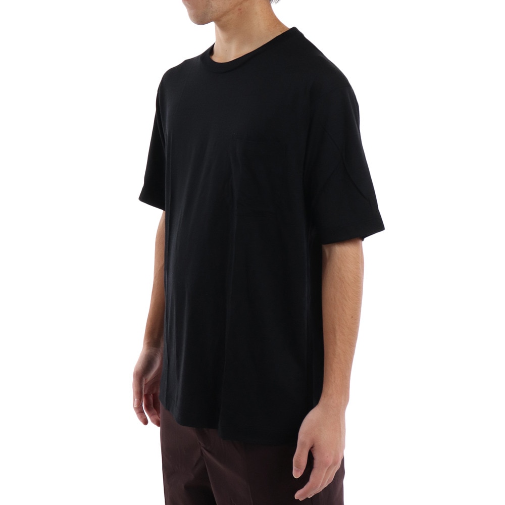 エルケクス（ELKEX）（メンズ）メリノウール クルーネック 半袖Tシャツ EKM1FA3119 BLK ブラック UVカット 柔らか 上質 静電気防止 