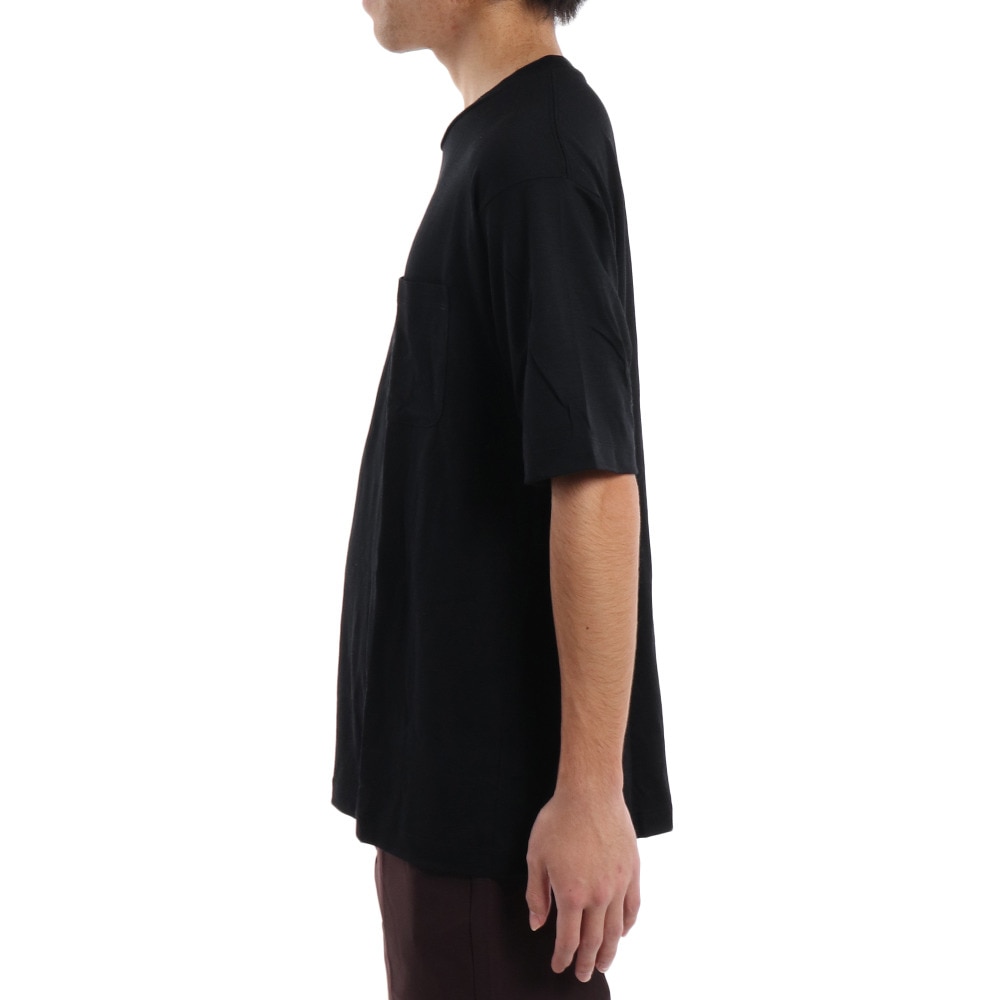 エルケクス（ELKEX）（メンズ）メリノウール クルーネック 半袖Tシャツ EKM1FA3119 BLK ブラック UVカット 柔らか 上質 静電気防止 