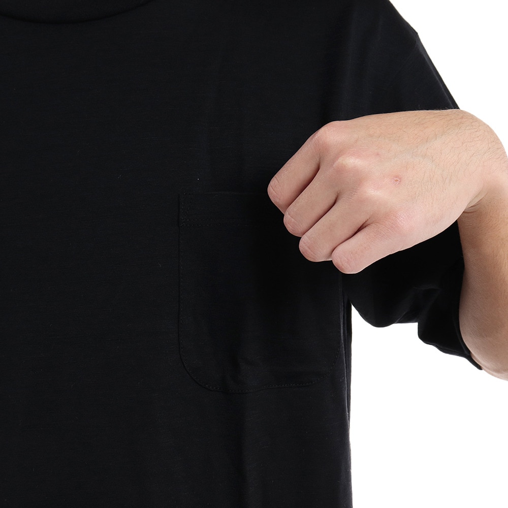 エルケクス（ELKEX）（メンズ）メリノウール クルーネック 半袖Tシャツ EKM1FA3119 BLK ブラック UVカット 柔らか 上質 静電気防止 