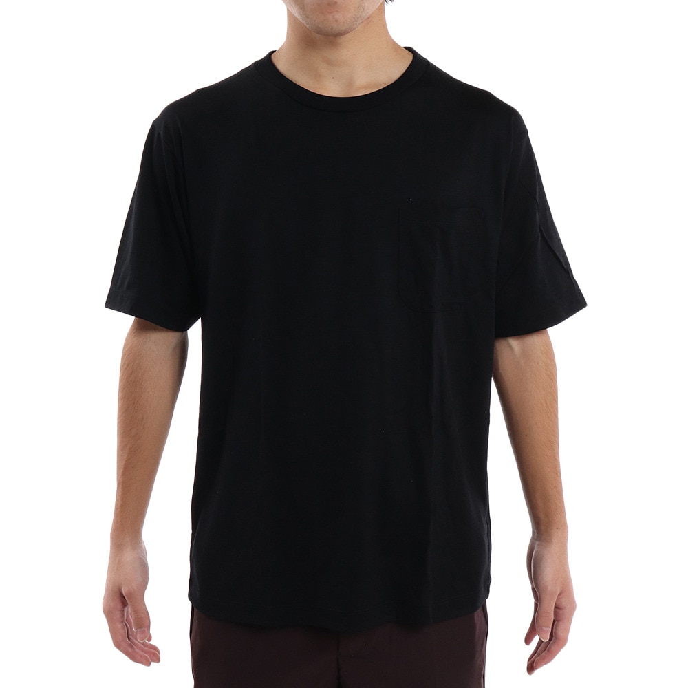 エルケクス（ELKEX）（メンズ）メリノウール クルーネック 半袖Tシャツ EKM1FA3119 BLK ブラック UVカット 柔らか 上質 静電気防止 
