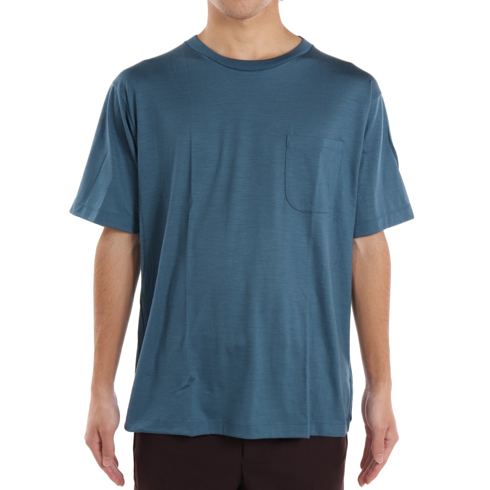 エルケクス（ELKEX）（メンズ）半袖Tシャツ メンズ メリノウール クルーネック EKM1FA3119 BLU ウール100%