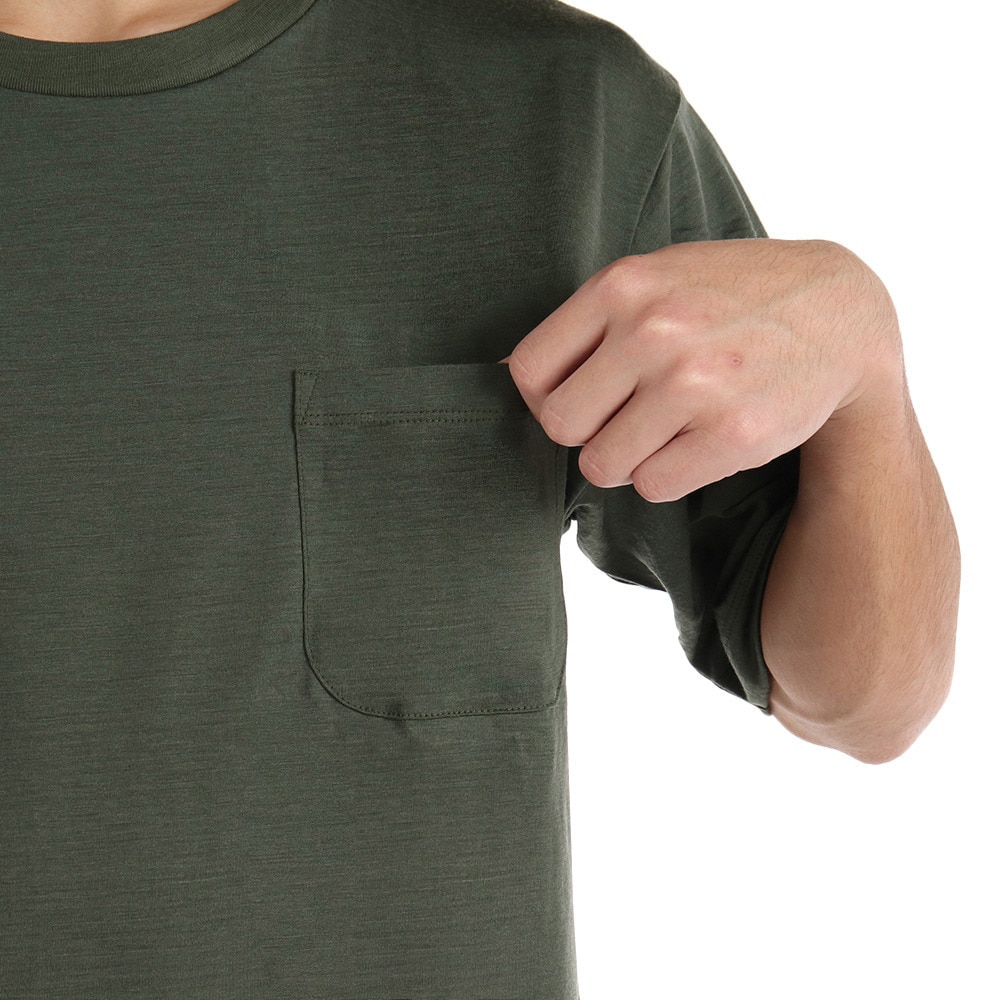 エルケクス（ELKEX）（メンズ）メリノウール クルーネック 半袖Tシャツ EKM1FA3119 KHK カーキ UVカット 柔らか 上質 静電気防止 