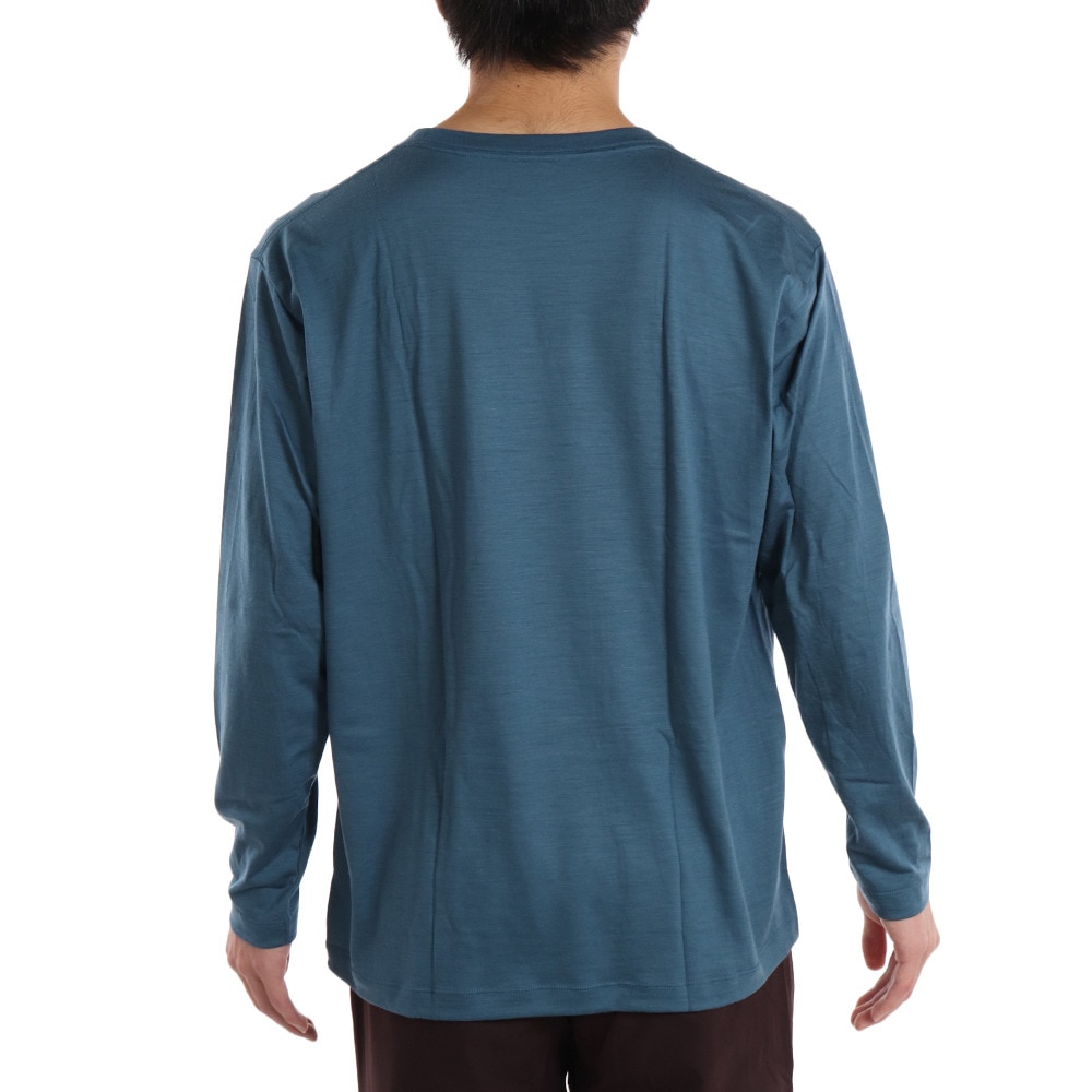 エルケクス（ELKEX）（メンズ）メリノウール クルーネック 長袖Tシャツ EKM1FA3120 BLU ウール100%