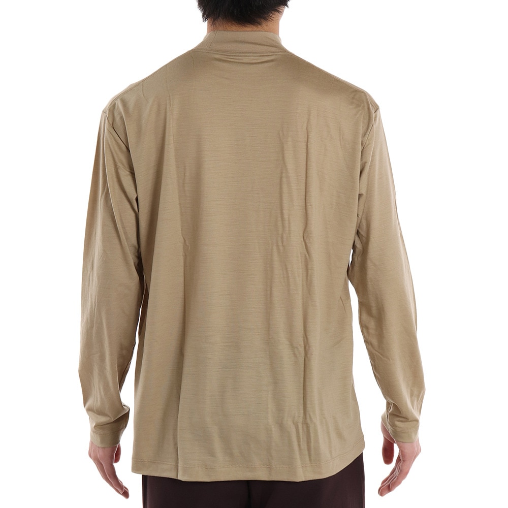 エルケクス（ELKEX）（メンズ）メリノウール モックネック 長袖Tシャツ EKM1FA3121 BEG ウール100％