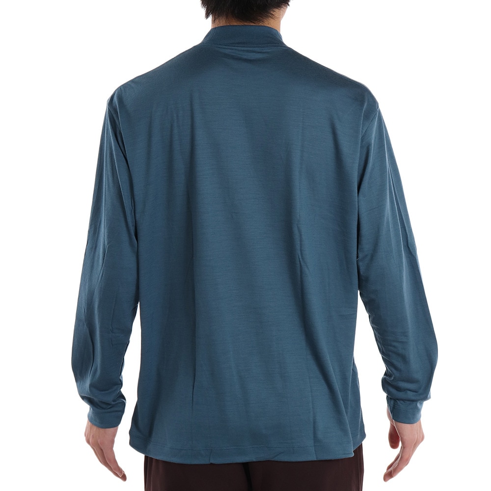 エルケクス（ELKEX）（メンズ）長袖Tシャツ メンズ メリノウール モックネック EKM1FA3121 BLU ウール100%