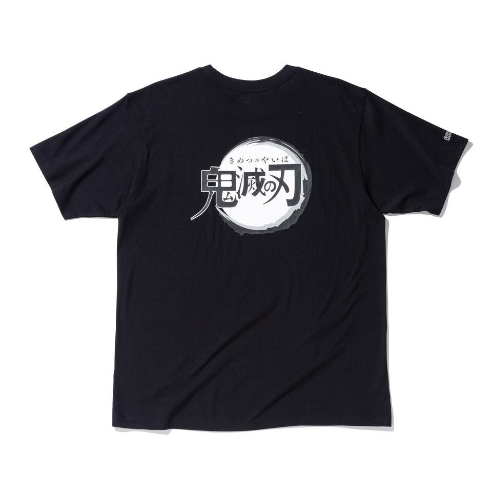 ニューエラ（NEW ERA）（メンズ）半袖 コットン Tシャツ 鬼滅の刃 タイトルロゴ ブラック リラックスフィット 12864362-881XL