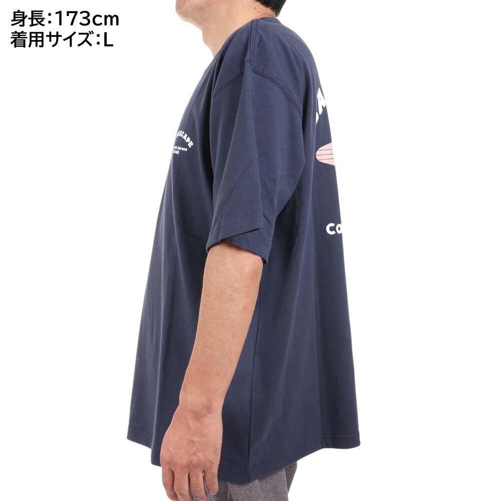 S.A.S（メンズ）半袖プリントTシャツ LANDSCAPE SAS2147202-79:NAVY